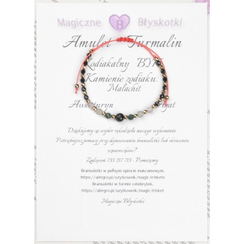 Bransoletka celebrytka TURMALIN + znak zodiaku BYK zodiak